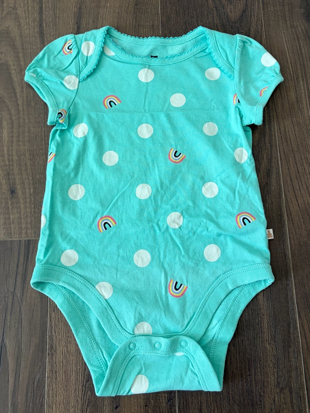 BabyGAP Turquoise Polka Dot One-Piece with Rainbows